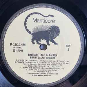 EMERSON, LAKE & PALMER, Brain Salad Surgery (Manticore; P-10114M, Japan 1976 Reissue, Gatefold Die Cut Triptych Cover, Insert, Poster, With Obi) LP VG+/VG+ - Image 3