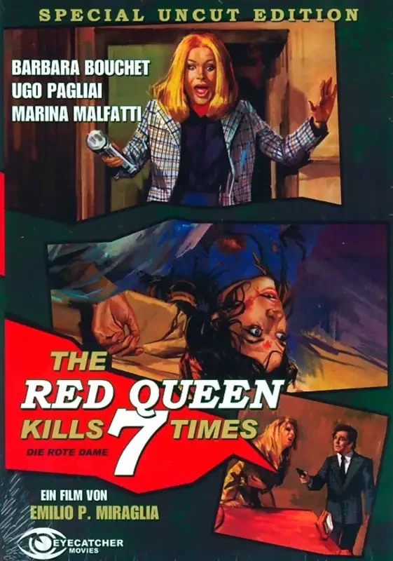 EMILIO P. MIRAGLIA, BARBARA BOUCHET, The Red Queen Kills 7 Times (Eyecatcher Movies; ECM 00051, Germany 2009, Book Sleeve) DVD VG+/VG+