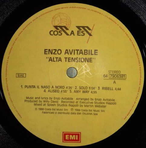 ENZO AVITABILE, Alta Tensione (Costa Est; 64 7906381, Italy 1988, Inner) LP VG/VG - Image 3