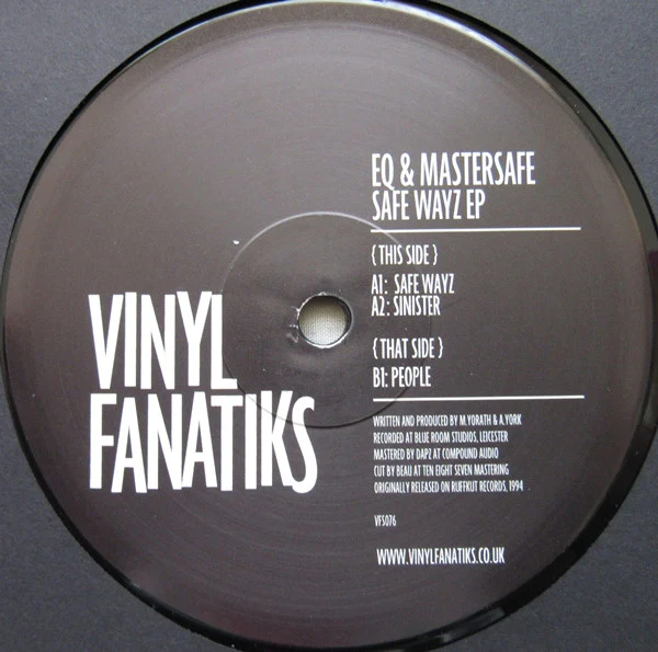 EQ & MASTERSAFE, Safe Wayz EP (Vinyl Fanatiks; VFS076, UK 2025 Reissue, Company Sleeve) 12" VG+/VG