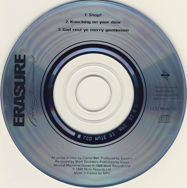 ERASURE, Crackers International (Mute; LCD Mute 93, UK 1988, Card Sleeve) 3"CDS VG+/VG+ - Image 3
