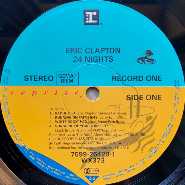 ERIC CLAPTON, 24 Nights (Reprise; 7599-26420-1, Germany 1991, Gatefold, 2 Inners, Warner logo in rim text on labels) 2xLP VG/VG+ - Image 3