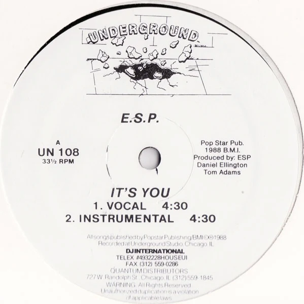 E.S.P., It's You (Underground; UN 108, US 1988 Reissue) 12" /VG+