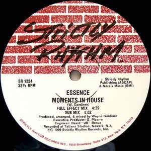 ESSENCE, Moments In House (Strictly Rhythm; SR 1224, US 1990) 12" /VG+