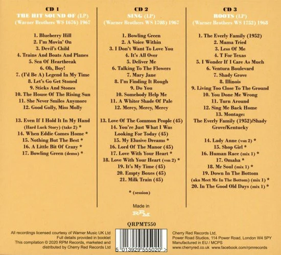 EVERLY BROTHERS, Down In The Bottom: The Country Rock Sessions 1966 - 1968 (RPM Records; QRPMT550, Europe 2020, Triple Digipak, Booklet) 3xCD VG/VG - Image 2