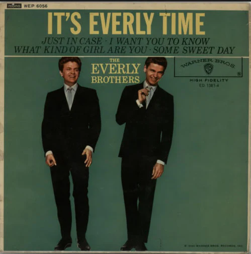 EVERLY BROTHERS, It's Everly Time (Warner Bros. Records ; WEP 6056, UK 1960, Laminated Front Sleeve, Mono) 7" EP VG+/VG+