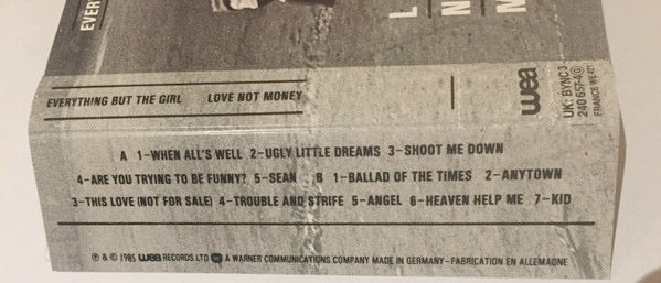 EVERYTHING BUT THE GIRL, Love Not Money (Blanco Y Negro; 240 657-4 , 	UK 	, J - Card) Cassette VG+/VG+ - Image 3