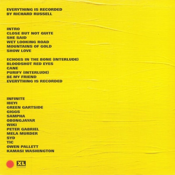 EVERYTHING IS RECORDED (RICHARD RUSSELL), Everything Is Recorded (XL; XL883LPE, Europe 2018, Gatefold, Inner & Insert, 2 Prints, Yellow Vinyl With CD) LP VG+/VG+ - Image 2