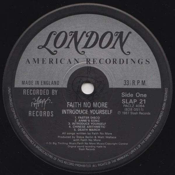 FAITH NO MORE, Introduce Yourself (Slash; SLAP21, UK 1987, No Inner) LP VG/G+ - Image 3