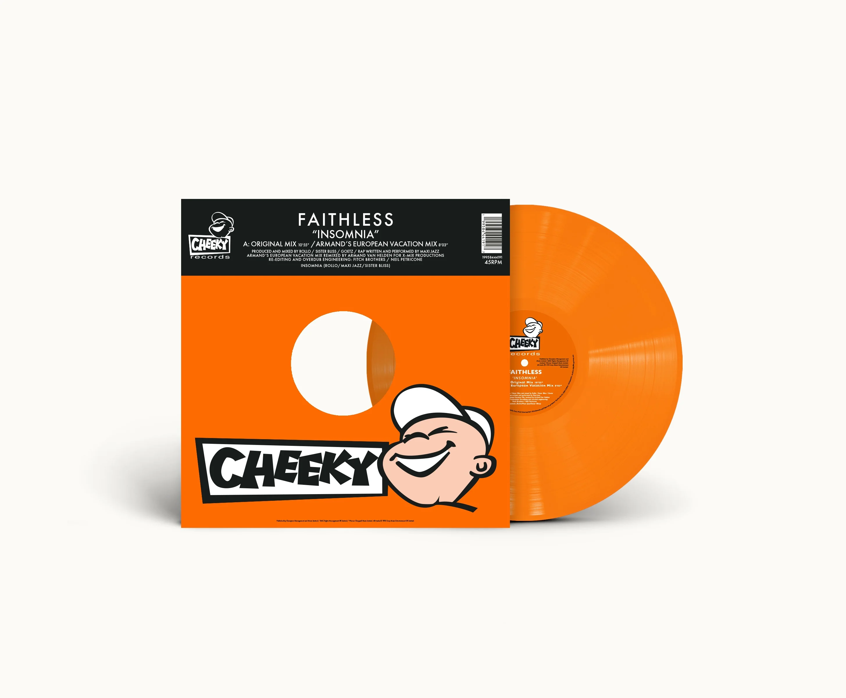 FAITHLESS, Insomnia (30th Anniversary) (Sony; 19958444191, Europe 2026 Reissue, Orange Vinyl) 12" NEW/NEW - PRE-ORDER - Image 2