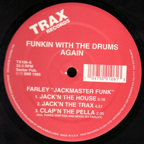 FARLEY "JACKMASTER" FUNK, Funkin With The Drums Again (Trax Records; TX106, US 1999 Reissue, Plain Sleeve) 12" /VG+