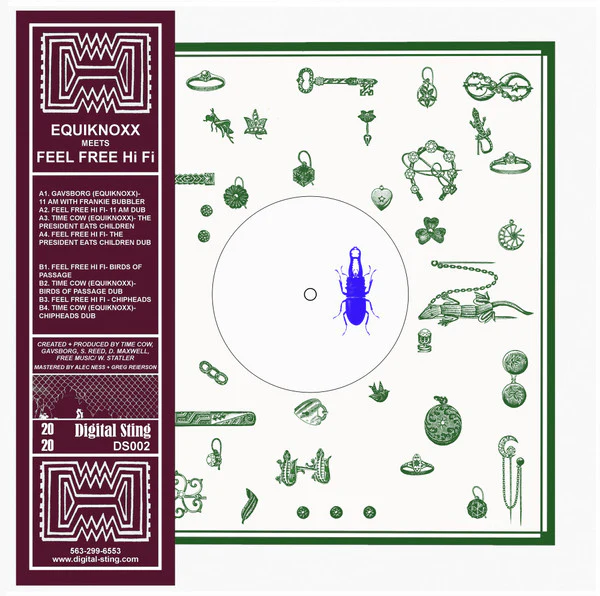 FEEL FREE HI FI, EQUIKNOXX, Equiknoxx Meets Feel Free Hi Fi (Digital Sting; DS002, US 2021, Stamped White Label, Stickered Die Cut Picture Sleeve) 12" VG/VG