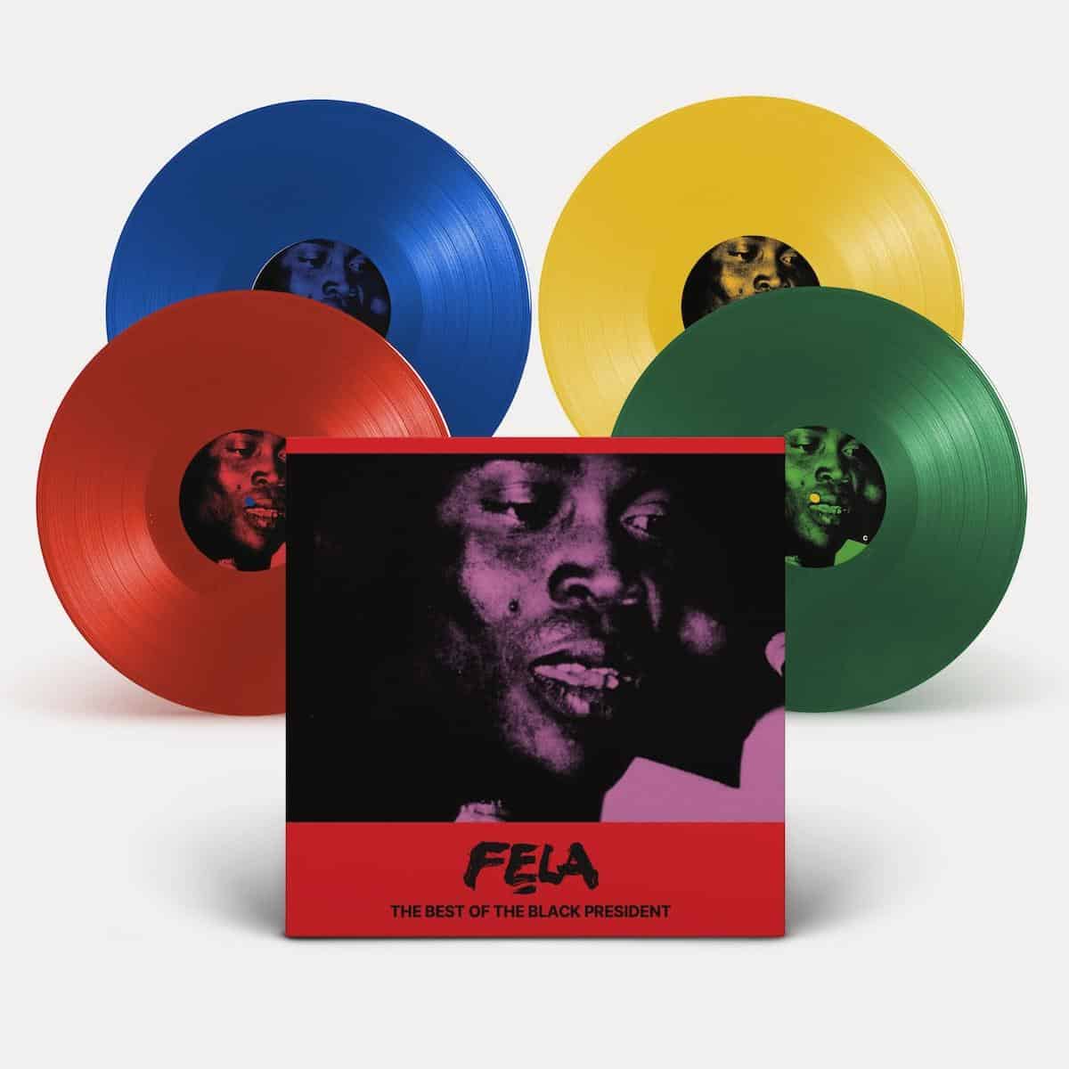 FELA KUTI, The Best of the Black President (Deluxe Vinyl) (Knitting Factory Records; KFR1001-8, UK 2025 Reissue, Limited Edition 4LP Set - Yellow Vinyl, Red Vinyl, Blue Vinyl, Green Vinyl, H 4xLP NEW/NEW - Image 2