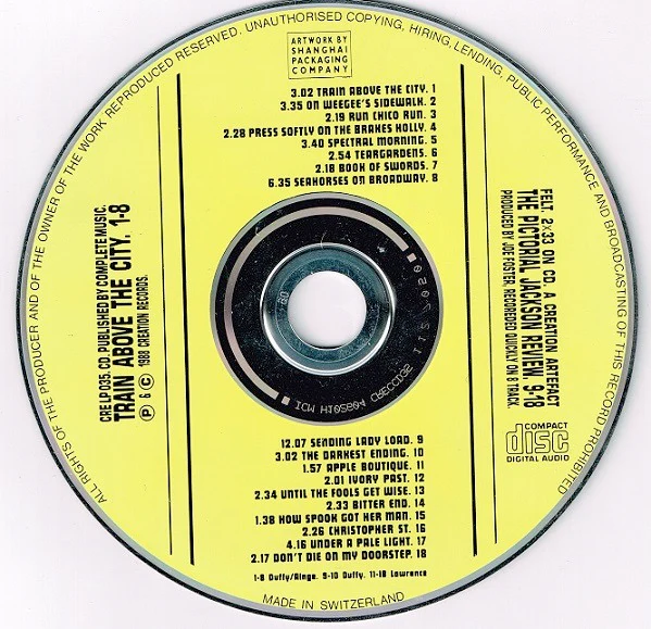 FELT, Train Above The City / The Pictorial Jackson Review (Creation Records; CRELP 035 CD, UK 1988, Jewel Case) CD VG+/G+ - Image 2