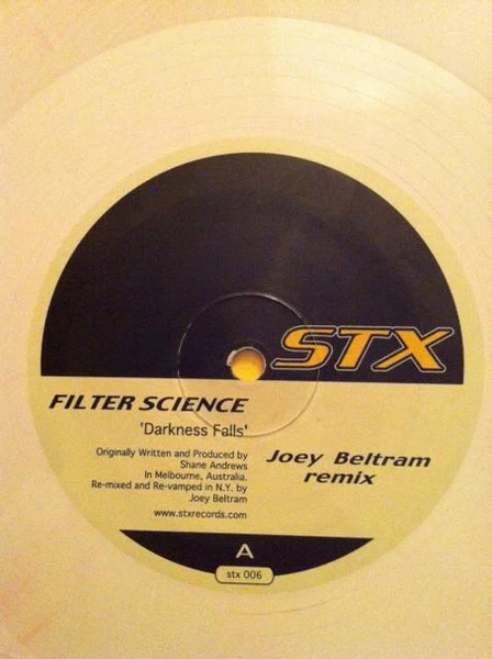 FILTER SCIENCE, Darkness Falls (Joey Beltram Remix) (STX Records; stx 006, US 2002, Single Sided ), SALE - Up to 50% Off the Original Price 12" /G+