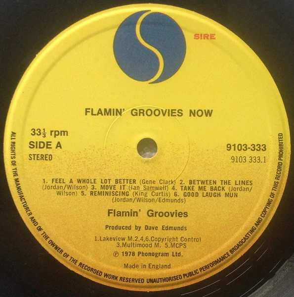 FLAMIN' GROOVIES, Now (Sire; 9103-333, UK 1978, Inner), SALE - Up to 50% Off the Original Price  LP VG+/VG+ - Image 3