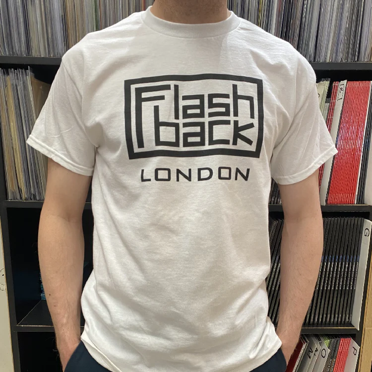 FLASHBACK LOGO T-SHIRT, London Black Logo On White Shirt - L (; 1535051, UK 2025, Gildan Heavy Cotton, LARGE WHITE MENS) Accessories NEW/NEW