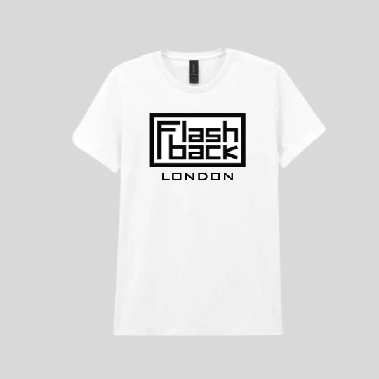 FLASHBACK LOGO T-SHIRT, London Black Logo On White Shirt - S, WOMENS (; 1535050, UK 2025, Gildan Heavy Cotton, SMALL WHITE WOMENS) Accessories NEW/NEW