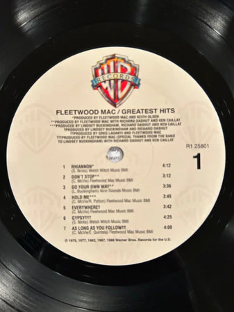FLEETWOOD MAC, Greatest Hits (Warner Bros. Records; R1 25801, US 2014 Reissue, Inner) LP VG/VG+ - Image 3
