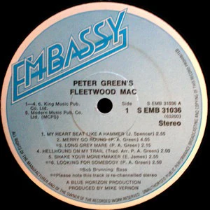 FLEETWOOD MAC, Peter Green's Fleetwood Mac (Embassy; EMB 31036, UK 1973 Reissue, Stickered Sleeve, Company Inner), SALE - Up to 50% Off the Original Price  LP VG/VG+ - Image 3