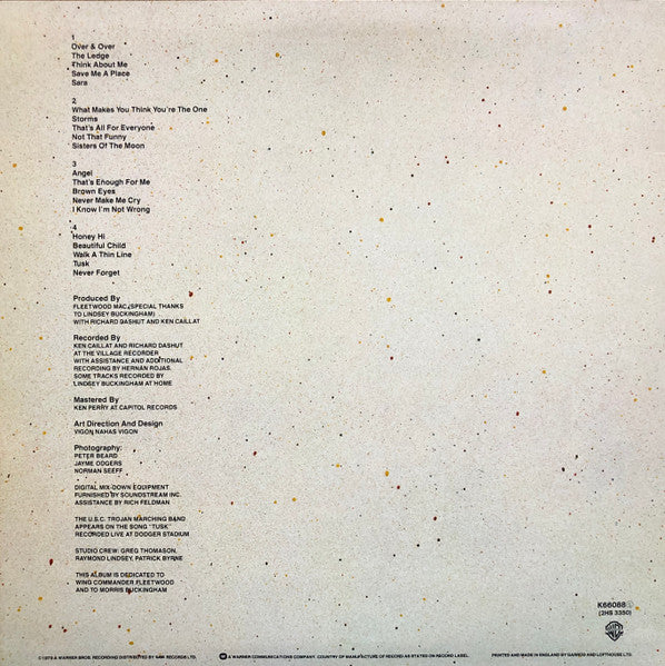 FLEETWOOD MAC, Tusk (WB - Wide Pressing Ring; K66088, UK 1979, Embossed Sleeve, 4 Inners, STEREO Above Side Indicator) 2xLP VG/VG+ - Image 2