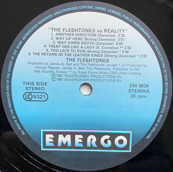 FLESHTONES, Fleshtones Vs. Reality (Emergo ; EM 9634, Europe 1987) LP VG+/EX - Image 3