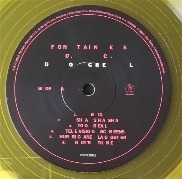 FONTAINES D.C., Dogrel (Partisan Records ; PTKF2166-1, UK, Europe & US 2019, Inner, Yellow Vinyl, 1st Pressing) LP VG+/VG+ - Image 3