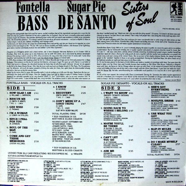 FONTELLA BASS / SUGAR PIE DE SANTO, Sisters Of Soul (Roots; RTS 113024, Belgium 1990) LP VG/VG+ - Image 2