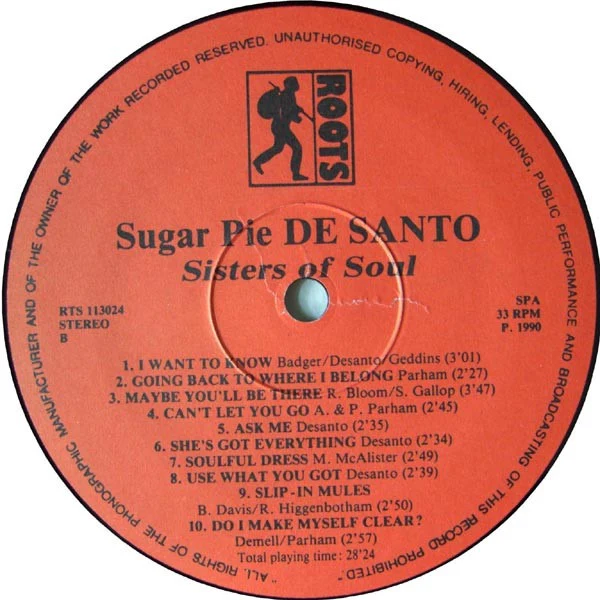 FONTELLA BASS / SUGAR PIE DE SANTO, Sisters Of Soul (Roots; RTS 113024, Belgium 1990) LP VG/VG+ - Image 3