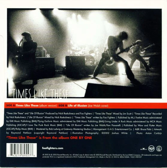 FOO FIGHTERS, Times Like These (Roswell Records; 74321-989557, UK 2003, Picture Sleeve, Numbered, Limited Edition) 7" VG/VG - Image 2