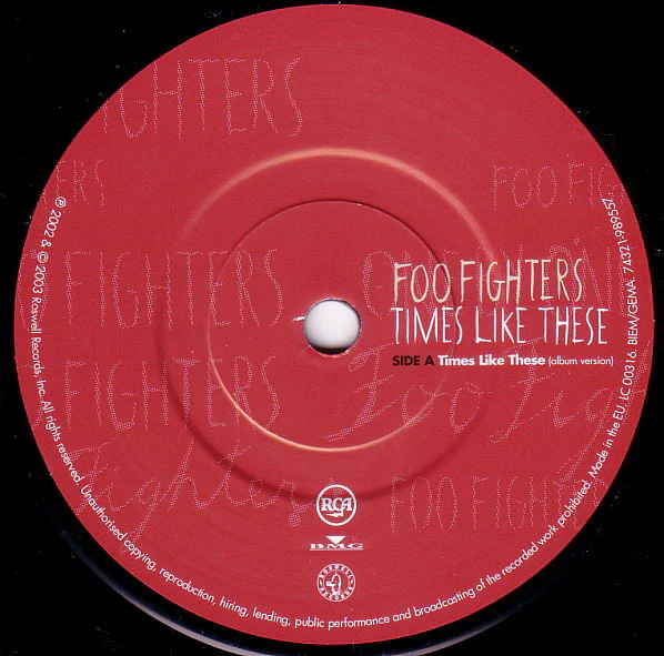 FOO FIGHTERS, Times Like These (Roswell Records; 74321-989557, UK 2003, Picture Sleeve, Numbered, Limited Edition) 7" VG/VG - Image 3