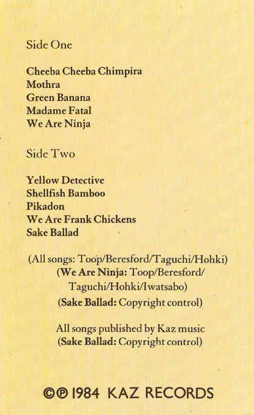 FRANK CHICKENS, We Are Frank Chickens (Kaz Records; KAZ MC 2, UK 1984) Cassette VG+/VG+ - Image 2