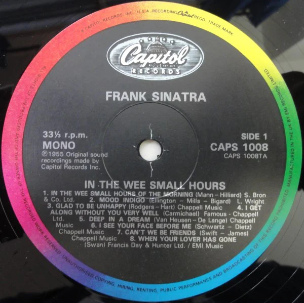 FRANK SINATRA, In The Wee Small Hours (Capitol Records; CAPS 1008, UK 1984 Reissue, Mono) LP VG/VG+ - Image 3