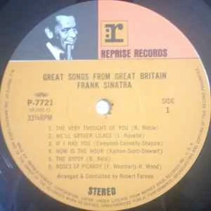 FRANK SINATRA, Sinatra Sings Great Songs From Great Britain (Reprise Records; P-7721, Japan 1985 Reissue, Insert, with OBI) LP VG+/VG - Image 3