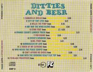FRANK ZAPPA, Ditties And Beer (Rykodisc; ZAP 2, UK 1995, Jewel Case) CD /VG+ - Image 2