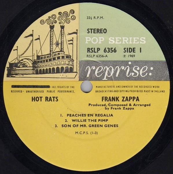 FRANK ZAPPA, Hot Rats (Reprise - Tri Colour Steamboat Labels; RSLP6356, UK 1970, Gatefold, 1st Pressing) LP G+/VG - Image 3