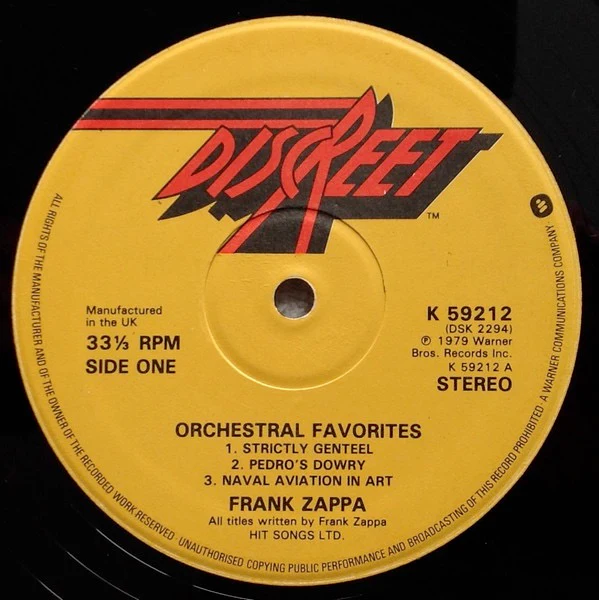 FRANK ZAPPA, Orchestral Favorites (DiscReet; K 59212, UK 1979) LP VG/VG - Image 3
