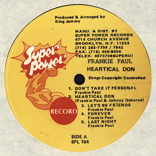 FRANKIE PAUL, Heartical Don (Super Power; SPL 104, US 1990) 12" VG+/VG+ - Image 3