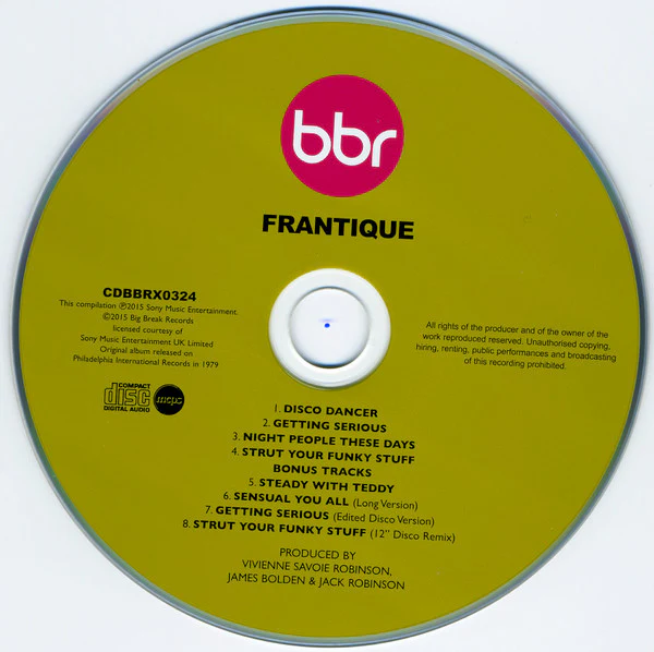 FRANTIQUE, Frantique (Big Break Records; CDBBRX0324, UK 2015 Reissue, Super Jewel case) CD VG+/VG+ - Image 3