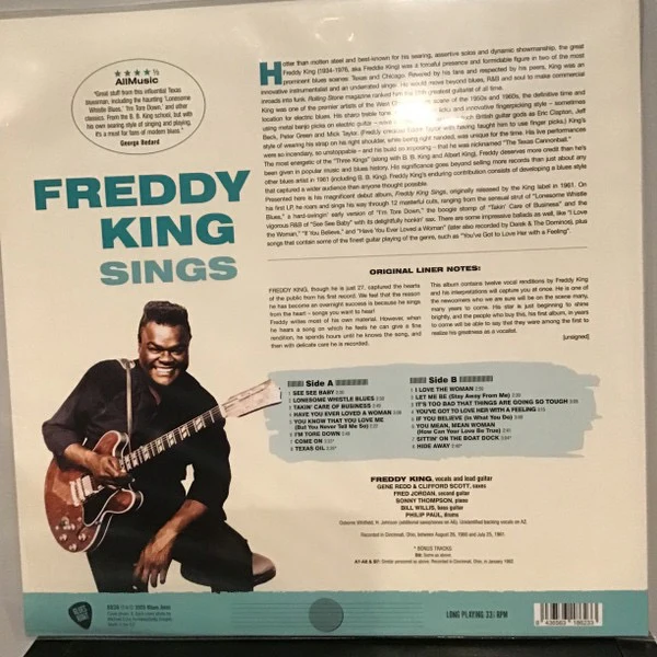 FREDDIE KING, Freddy King Sings (The Blues Joint Collection; 8036, Europe 2025 Reissue, Insert) LP NEW/NEW - Image 2