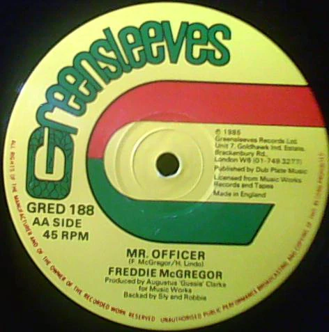 FREDDIE MCGREGOR AND DENNIS BROWN, Raggamuffin / Mr. Officer (Greensleeves Records; GRED 188, UK 1985, Company Sleeve) 12" VG/VG+ - Image 2