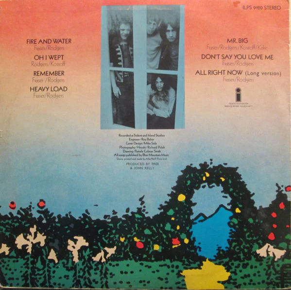 FREE, Fire and Water (Island Pink Rim; ILPS 9120, UK 1971 Reissue, Black Swirl Logo on Label) LP VG/VG - Image 2