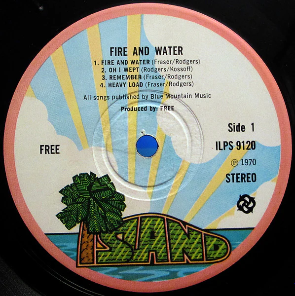 FREE, Fire and Water (Island Pink Rim; ILPS 9120, UK 1971 Reissue, Black Swirl Logo on Label) LP VG/VG - Image 3