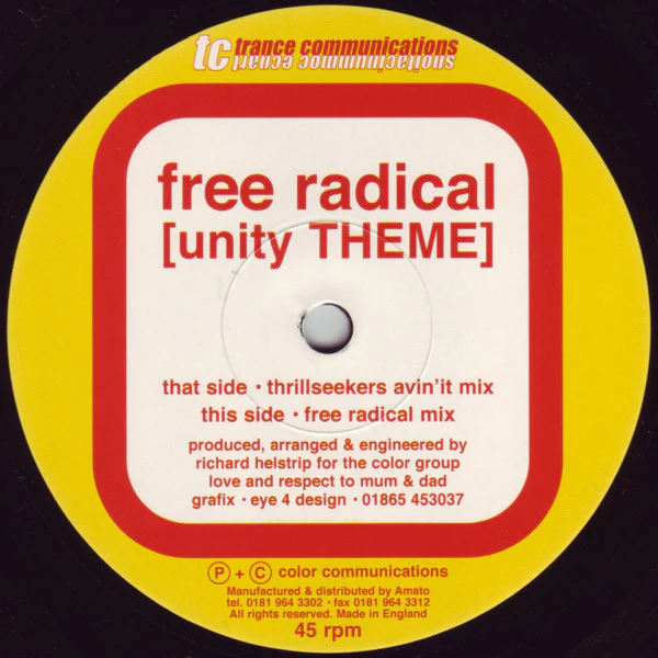 FREE RADICAL, Unity Theme (A Trance Communication Release (A; TCOM 003, UK 2000) 12" /G+