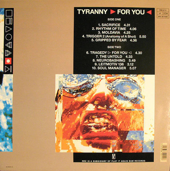 FRONT 242, Tyranny > For You (RRE; RRELP11, Belgium 1991, Stickered Picture Sleeve, Inner, Foil Print, Limited Edition with foil print.) LP VG/VG - Image 2