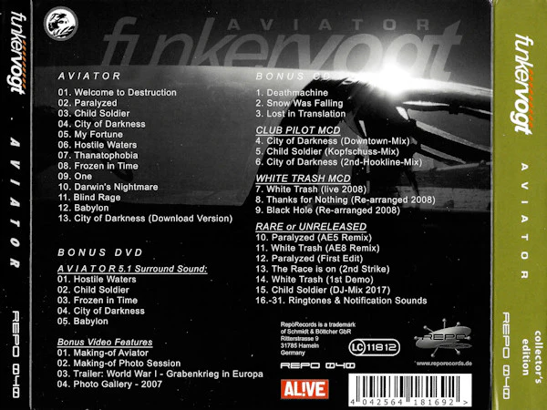 FUNKER VOGT, Aviator - Collector's Edition (RepoRecords; REPO 040, Europe 2017, Double Digipak, Booklet) 3xCD VG+/VG+ - Image 2