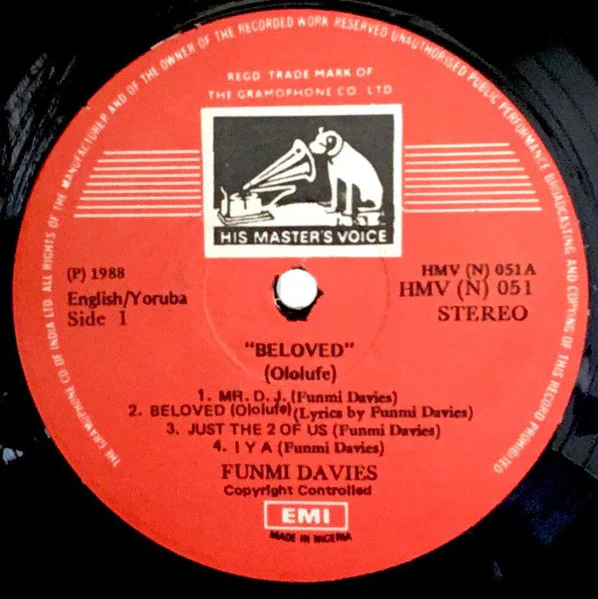 FUNMI DAVIES, Beloved (Ololufe) (His Master's Voice; HMV (N) 051, Nigeria 1988) LP VG/VG - Image 3