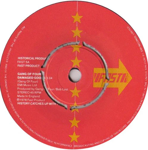GANG OF FOUR, Damaged Goods / Love Like Anthrax / Armalite Rifle (Fast Product Red Labels; FAST 5, UK 1980 Reissue, No Delga Press Logo On Sleeve) 7" VG/EX - Image 3