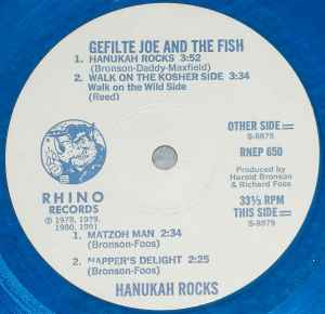 GEFILTE JOE AND THE FISH, Hanukah Rocks (Rhino Records; RNEP 650, US 1981, Clear Plastic Stickered Sleeve, Translucent blue vinyl star shaped picture disc.) 12" VG/G+ - Image 2