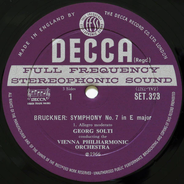 GEORG SOLTI, VIENNA PHILHARMONIC ORCHESTRA, Bruckner: Symphony No. 7 In E / Wagner: Siegfried Idyll (Decca; SET 323-4, UK 1966, Box Set, Booklet) 2xLP VG/VG+ - Image 2